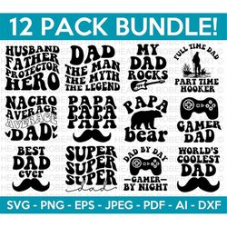 Retro Father's Day SVG Bundle, Father's Day Svg, Dad SVG, Daddy, Best Dad SVG, Gift for Dad Svg, Retro Papa Svg, Cut Fil