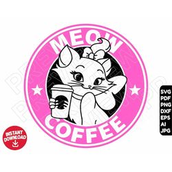Aristocats SVG Marie cat kitten meow coffee png dxf , cut file layered by color