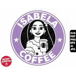 Charm SVG Isabela coffee png clipart , cut file layered by color