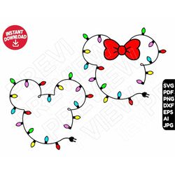 Christmas lights set SVG png dxf clipart , 2 files , cut files layered by color
