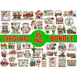 45 Christmas Bundle Png, Merry Christmas Png, Christmas Png, Cowhide, Western PNG, Santa Claus PNG, Sublimation Designs,