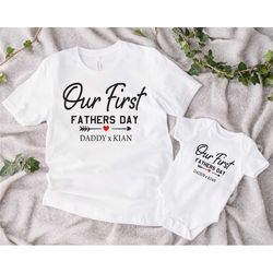 Personalised Our First Fathers Day Matching T-shirt Tops