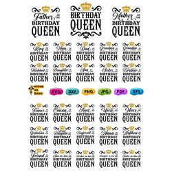 Birthday Queen Svg Bundle, Png Birthday Queen's Family Matching Shirts Svg, Husband, Mom, Dad, Grandma, Grandpa, Sister,