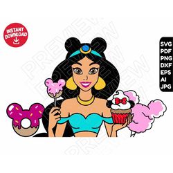 Jasmine princess SVG , disneyland snacks aladdin dxf png clipart , cut file layered by color