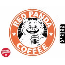 Turning Red Mei Lee SVG red panda coffee , cut file layered by color