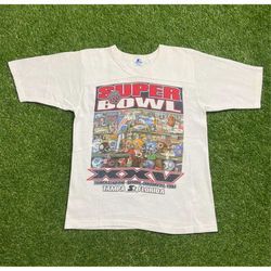 Vintage Super Bowl XXV 1991 T Shirt Tee Starter Made Usa Size Medium M New York Giants vs Buffalo Bills NFL Football NY
