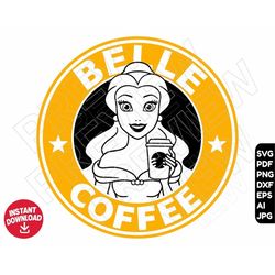 Belle princess SVG beauty and the beast png dxf clipart coffee , cut file layered by color