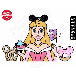 Aurora princess SVG sleeping beauty snacks dxf png clipart , cut file layered by color