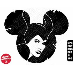 Maleficent SVG png clipart villains , cut file silhouette outline