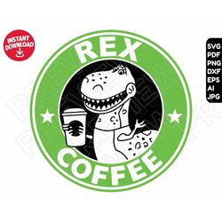 Rex Toy Story SVG coffee dxf png clipart , cut file layered by color