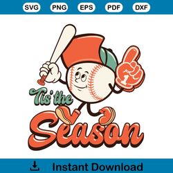 Retro Baseball Tis The Season Vintage Shirt Design SVG File For Cricut