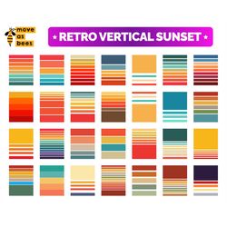 Rectangular Sunset Gradient Svg Bundle, Png Retro Sunrise Svg for Cricut, Silhouette, Sublimation, Iron on, Heat Press T