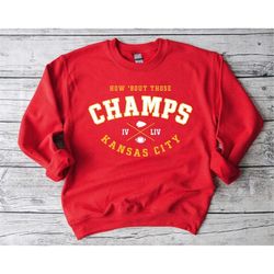 Kansas City Football Champs Unisex Vintage Red Sweatshirt, Kansas City Sports Retro Shirt, American Football Shirt