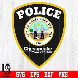 Badge Police City of Chesapeake Virgina 1963 svg eps dxf png file, digital download