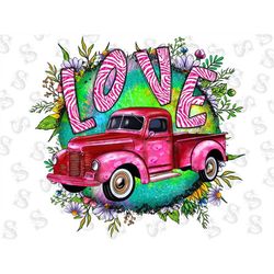 Valentines Day Love Truck Png Sublimation Designs,Valentine Png,Valentines Day,Love Bug Png,Pink Heart,Heart Png,Love Tr