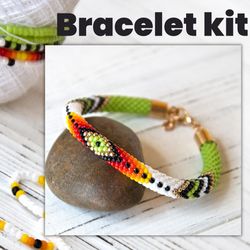 Ethnic Green Bracelet Supplies Kit - Bead Crochet Rope & DIY Bracelets Making