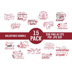 VALENTINE SVG 15 BUNDLE, Valentine Designs,Valentine Bundle,Love Svg,Silhouette Svg,Heart Svg, Cut Files Cricut, Digital