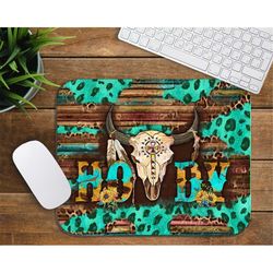 Western Howdy Bull Skull Mouse Pad Png, Sublimation Design, Western Design Mouse Pad, Mouse Pad Template, Customized Mou