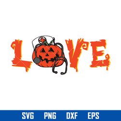 Love Halloween Svg, Pumpkin Nurse Svg, Halloween Svg, Png Dxf Eps Digital File