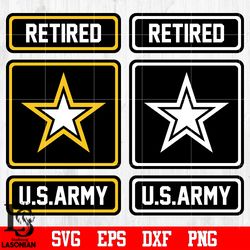 Badge Retired US Army Colorful,B&W svg eps dxf png file, digital download