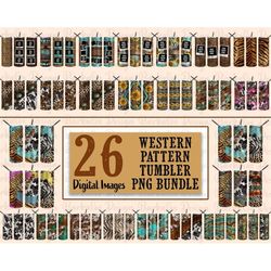 Western Pattern Tumbler Bundle Sublimation Design, 20oz Skinny Tumbler Png, Personalized Tumbler Png, Tumbler Bundle Png