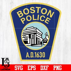 Badge Police Boston A D 1630 svg eps dxf png file, digital download