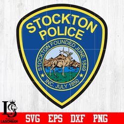 Badge Police Stockton found june 1849 svg eps dxf png file , digital download