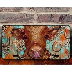 Western Pattern Calf License Plate Sublimation Design, Calf License Plate, License Plate Sublimation Template, Cow Licen