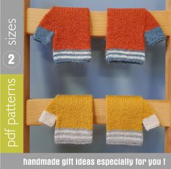fingerless gloves knitted patterns in 2 sizes (children 6-7 years old, adults size S-M) set of 2 tutorials in English