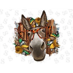 Cute Donkey With Glasses Png Sublimation Design,Animals Donkey Png,Wood Png,With Eyeglasses Png,Cute Donkey,Sunflower Pn