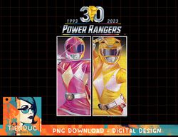 Kids Power Rangers 30th Anniversary Pink & Yellow Retro Poster T-Shirt copy png