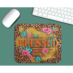Blessed Gemstone Mouse Pad Png Sublimation Design, Western Design Png, Blessed Mouse Pad PNG, Leopard Blessed Mouse Pad