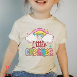 Toddler T-shirt - Little Dreamer  Kids Retro TShirt - Retro Natural Infant & Toddler - Rainbow Design - Cute Colorful Ba