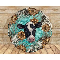 Western Black And White Cow Wind Spinner Png Sublimation Design, Western Wind Spinner Png, Animal Wind Spinner Png, Cow