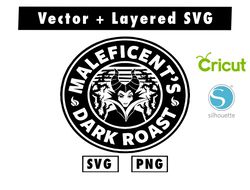 maleficent dark roast die cut vinyl decal svg & png files for cricut machine , anime svg , manga svg , goku svg