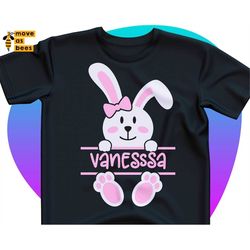 Split Bunny Svg, Cute Bunny Girl Svg, Bunny Name Frame Svg, Girl Bunny Shirt Svg, Baby Girl Easter Shirt Svg, Birthday G