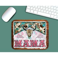 Western Bull Skull Mama Mouse Pad Png Sublimation Design, Mother's Day Sublimation, Western Mama Png, Western Cowhide De
