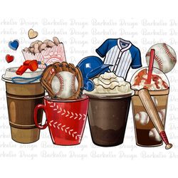 baseball coffee cups png sublimation design download, baseball ball png, game day png, sport coffee cups png, sublimate