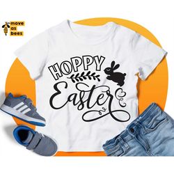 Hoppy Easter Svg, Bunny & Quote Svg, Easter Shirt Svg Design for Baby, Boy, Girl, Mom, Dad, Kid, Children, Cricut, Silho