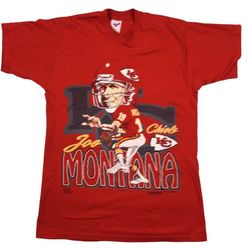 Vintage 1993 Joe Montana Kansas City Chiefs NFL single stitch T-shirt. Made in the USA. XL.