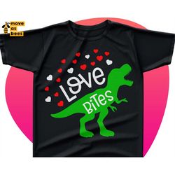 Love Bites Svg, Valentine's Day Dinosaur Svg, Baby Valentine's Shirt Svg, for Boys, Girls, Kids Design, Cricut, Silhouet