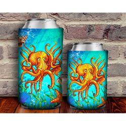 Octopus Under The Sea Can Cooler Png Sublimation Design,Octopus And Starfish Can Cooler Png, Seashell Can Cooler Png,Dig