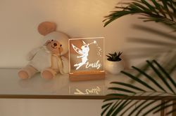 custom made baby night light with name, nursery rainbow decor in a boho style, personalized gift for newborn baby girl