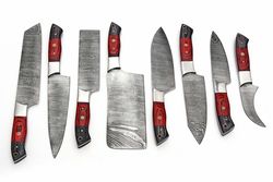 Eshaal cutlery 8 PIECES HAND FORGED DAMASCUS STEEL CHEF / KITCHEN KNIVES SET