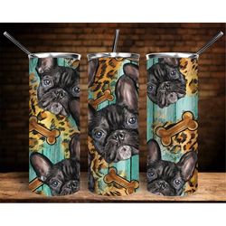 French Bulldog Tumbler Png Sublimation Design,Western French Bulldog Tumbler Png,20oz Skinny Tumbler Png,Leopard French