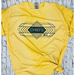 Chiefs T-Shirt | Geometric Design | Yellow Shirt | Kansas City | KC Chiefs | Chiefs | Crewneck | Unisex | Bella & Canvas