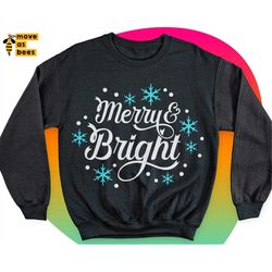 Merry & Bright Svg, Christmas Shirt Svg, Cricut Christmas Design, Baby, Boy, Girl, Mom, Silhouette Image Dxf Png Iron on