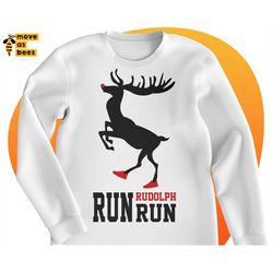 Run Rudolph Run Svg, Funny Christmas Shirt Svg, Red Nosed Reindeer with Boots Svg, Baby Shirt Svg, Boy, Girl, Cricut, Si