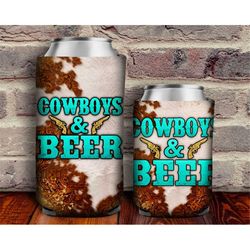 western cowboys and beer can cooler png sublimation design, can holder png, cowboys and beer 12 oz. can cooler png, can