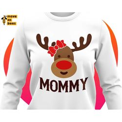 Mom Christmas Shirt Svg, Mommy Rudolph Svg, Mom Reindeer Red Nose Svg, for Cricut, Silhouette, Sublimation, Iron on, Hea
